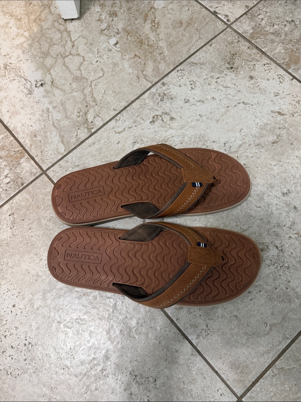 Nautica Men’s Tan & Brown Flip-Flop Sandals
